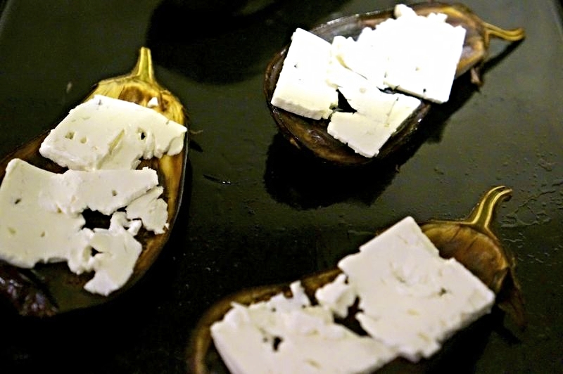 Roasted Eggplant with Feta and Caramelized Onions