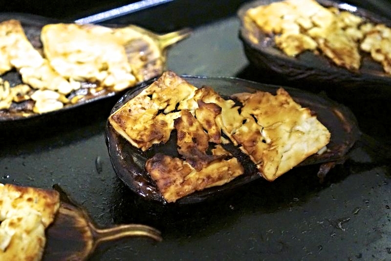 Roasted Eggplant with Feta and Caramelized Onions